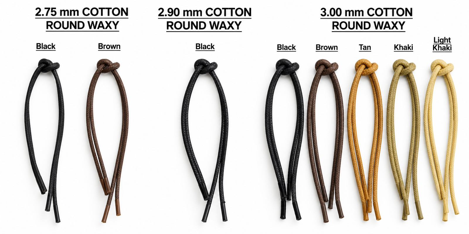 2.75mm – 3.00mm Cotton Round Waxy Laces